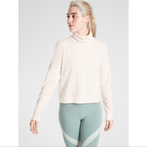 Athleta Cream Cropped Funnel Neck Top In Nirvana- STall - Picture 1 of 12
